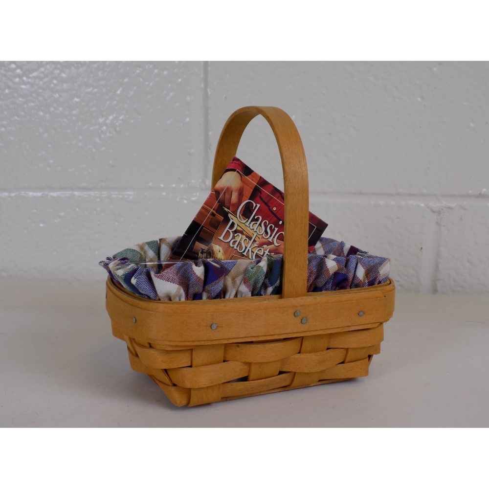 Parsley Booking Basket w/ Plaid Liner Protector & Card 2000 Longaberger Vintage - Picture 5 of 16
